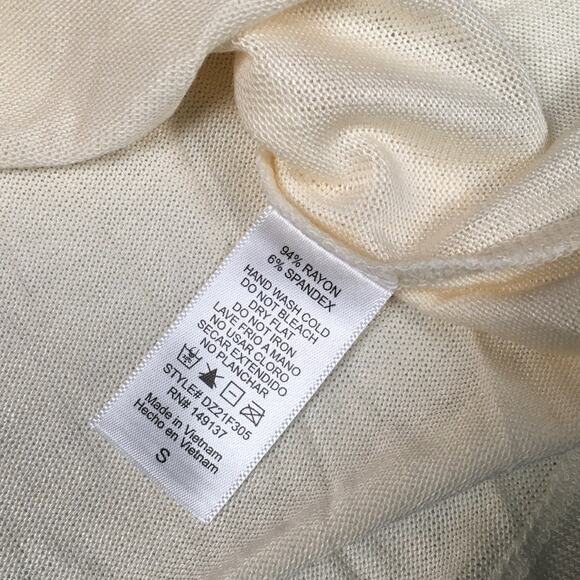 Double Zero T-Shirt Ivory Short Sleeve Round Neck Stretch Knit Women's Small Top - Picture 5 of 6